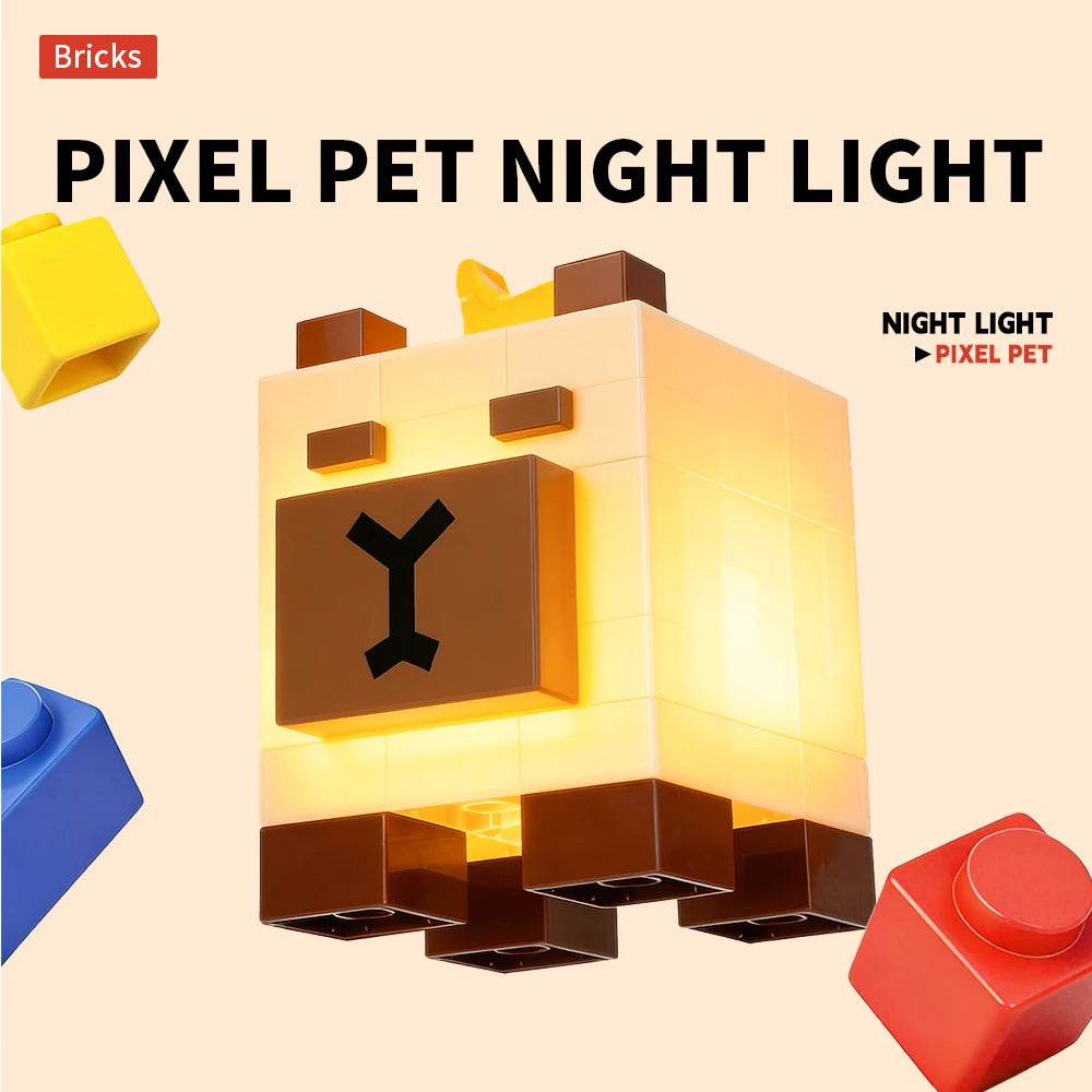 Capybara Pixel Pet Night Light Building Blocks Toys Anime Figures For Kids Desktop Room Decorative Lights Creative Birthday Gift