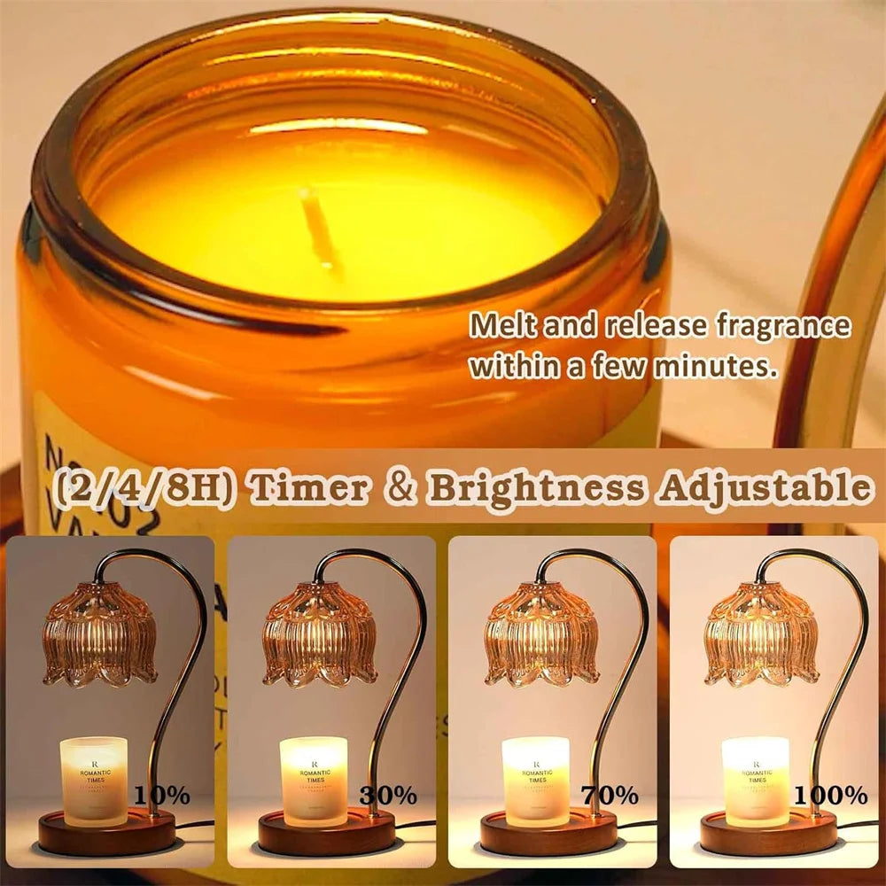Candle Warmer Lamp Petal Shape Retro Lamp Candle Tray Home Decoration Aromatherapy Light Night Light Desk Decor Lighting